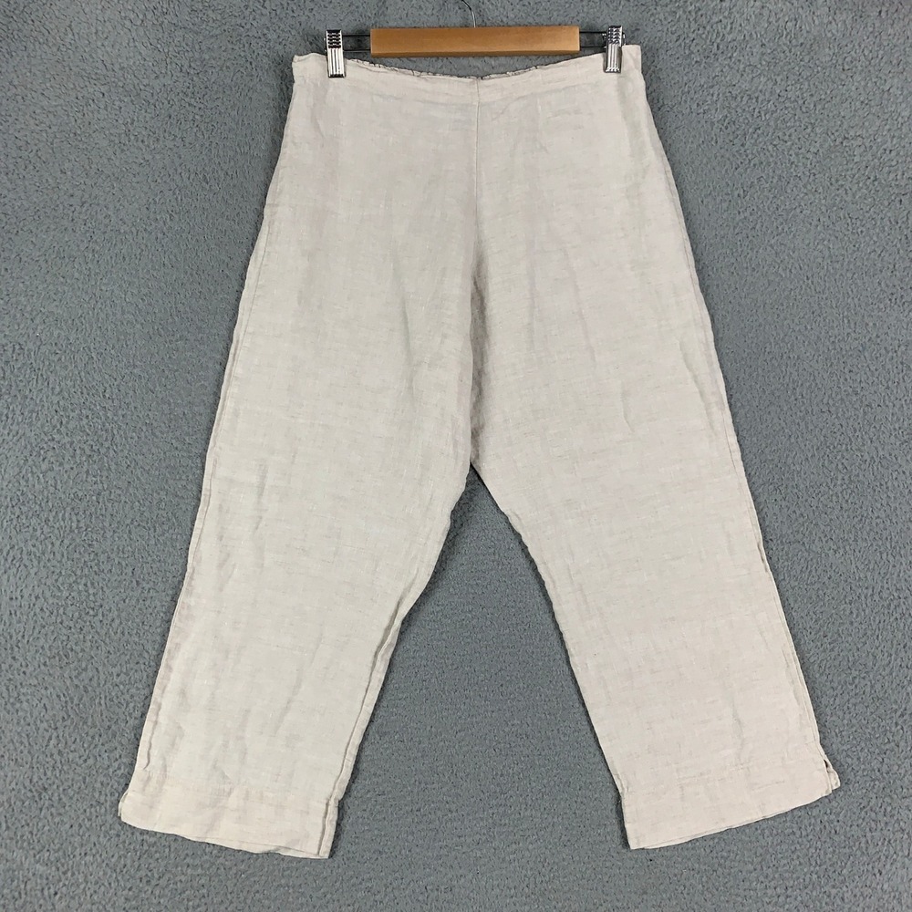 Bryn Walker Linen Wide Leg Pants Women's Medium M Beige Lagenlook Cropped